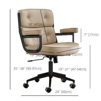 Modern White Leather Swivel Ergonomic Office Chair — Off-white / Black / Latex