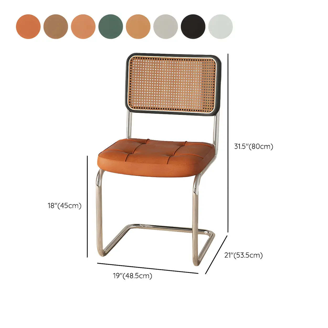 Transitional Faux Leather Cane-Back Dining Chair