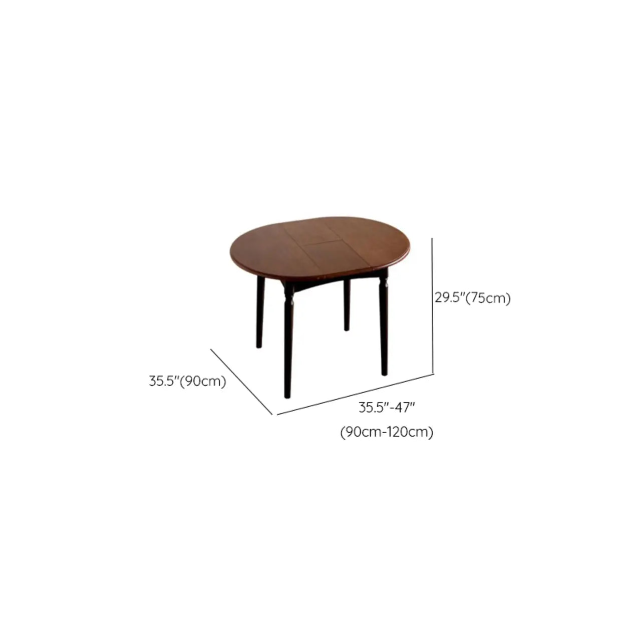 Mid-Century Oval Brown Extendable Dining Table