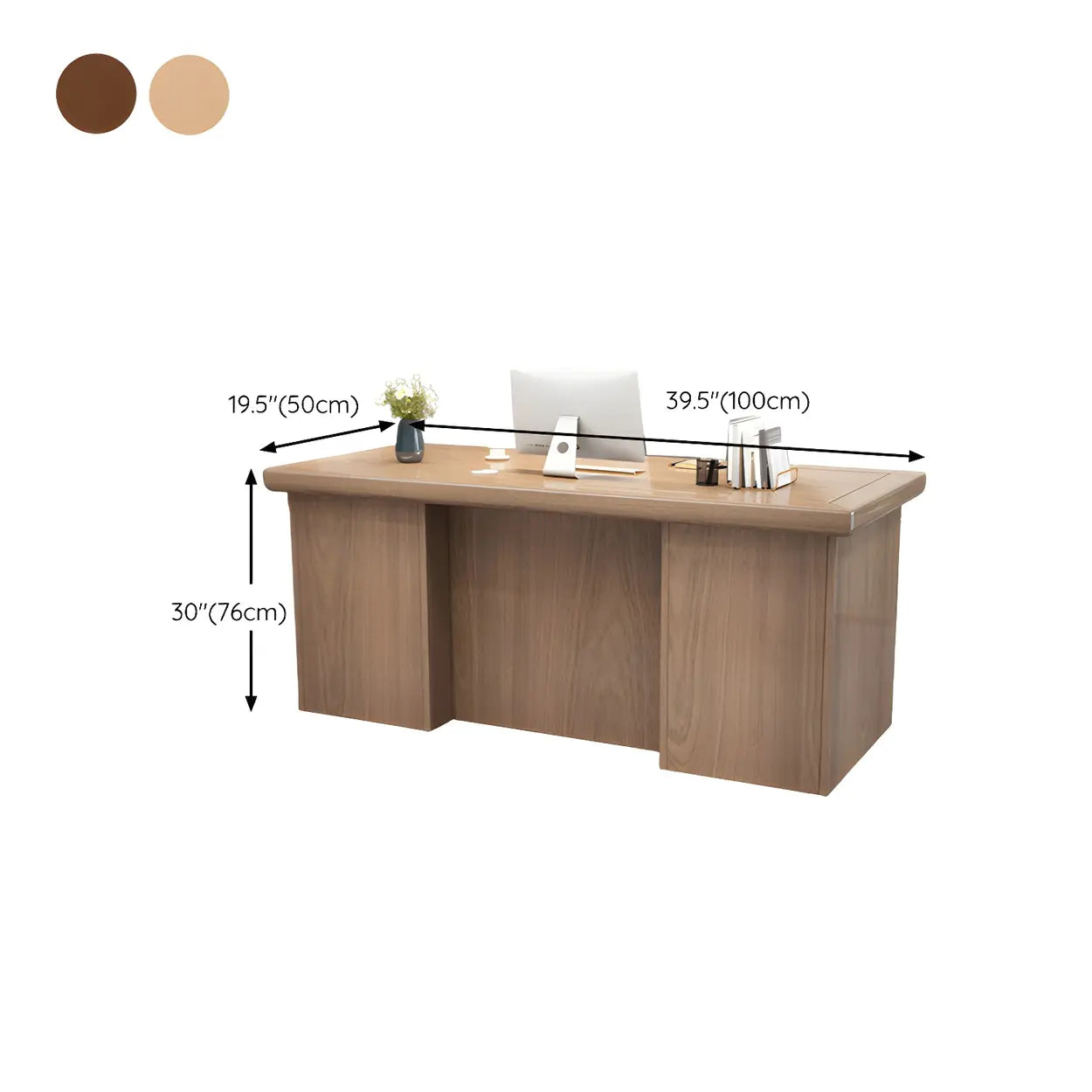 Farmhouse Rectangle Wood Sled Base Executive Desk #size
