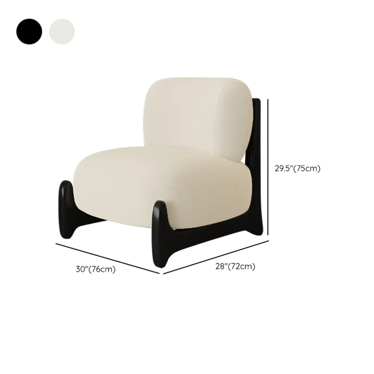 White Sherpa Black Wood Leg Slipper Chair