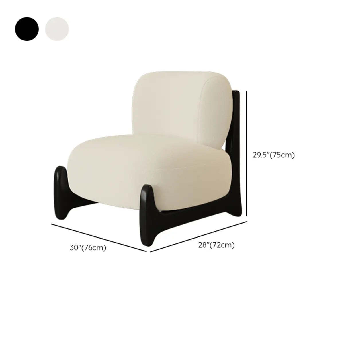 White Sherpa Black Wood Leg Slipper Chair