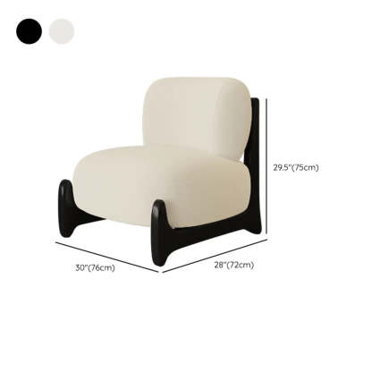 White Sherpa Black Wood Leg Slipper Chair