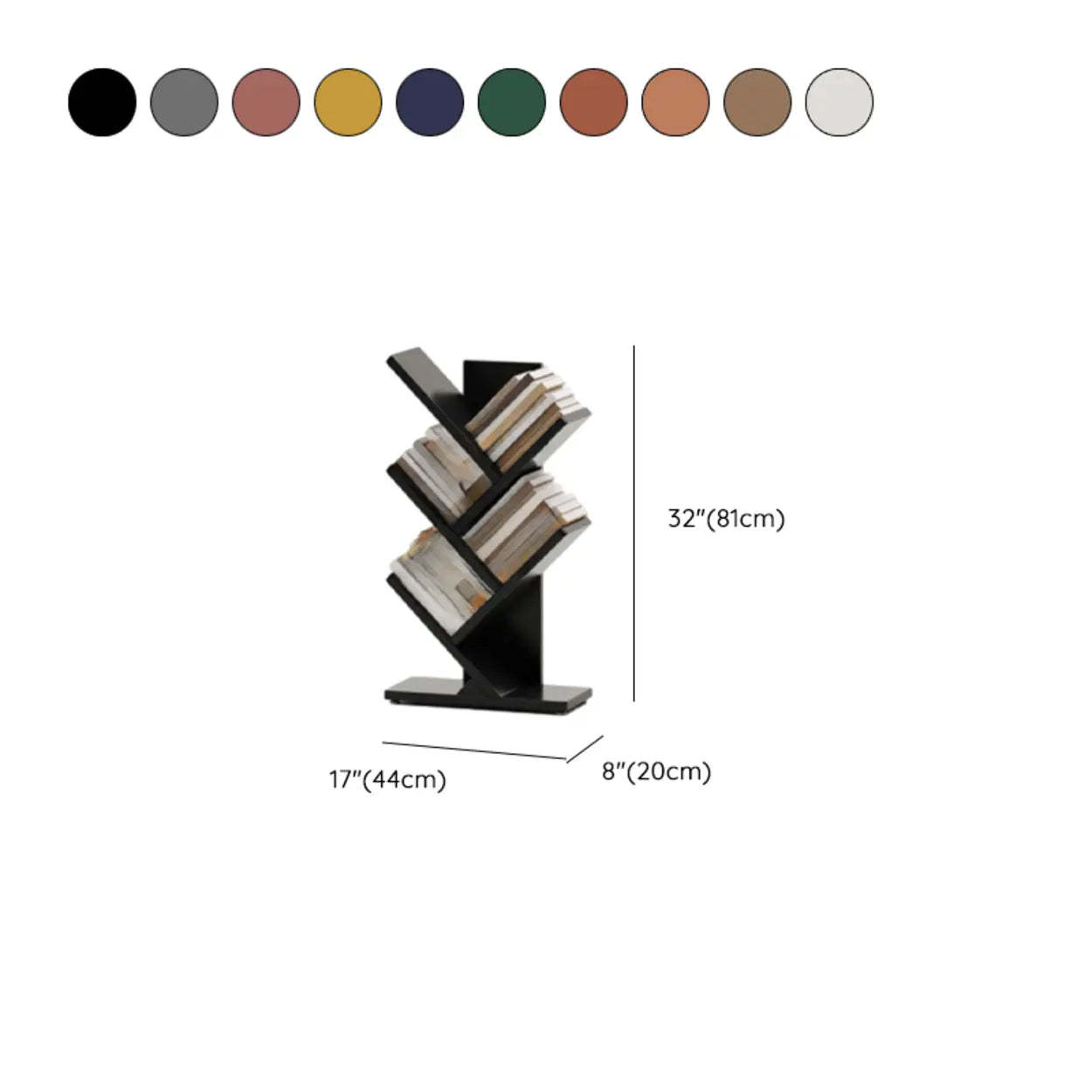 Artistic Vertical Rubberwood Branch Bookcase Black — Grey