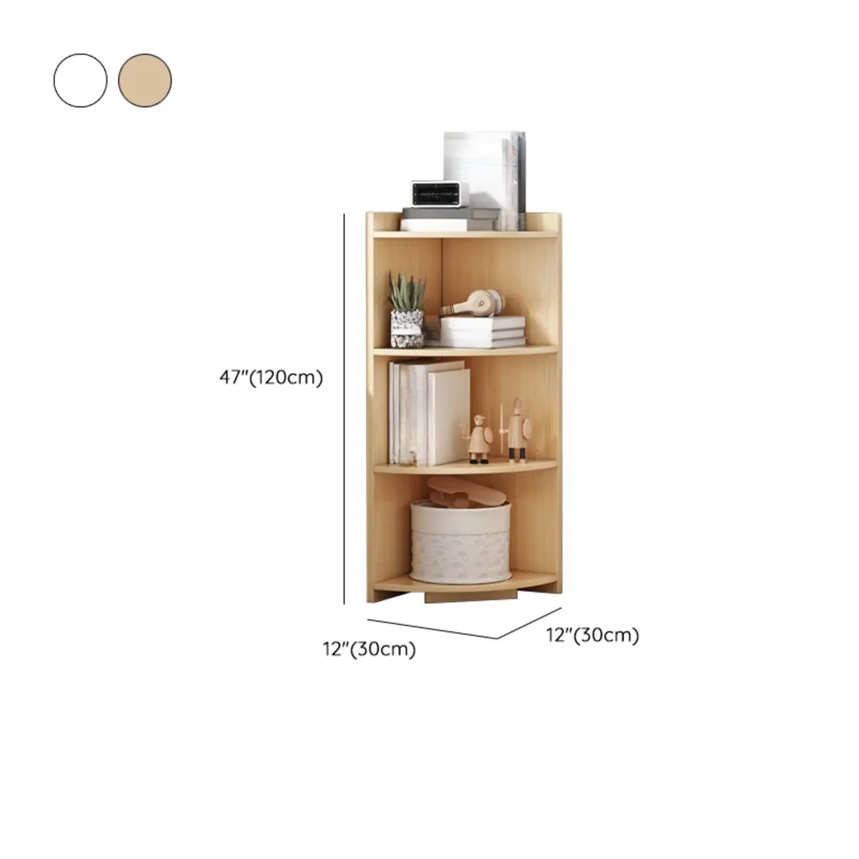 Closed Back Corner Wooden Bookcase