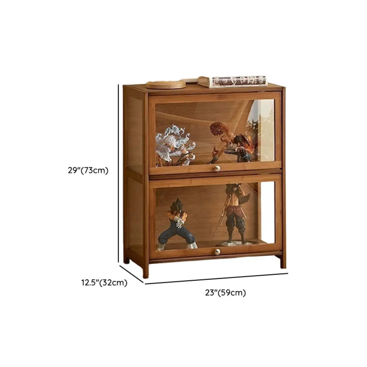 Brown Tall Bamboo Clear Display Cabinet