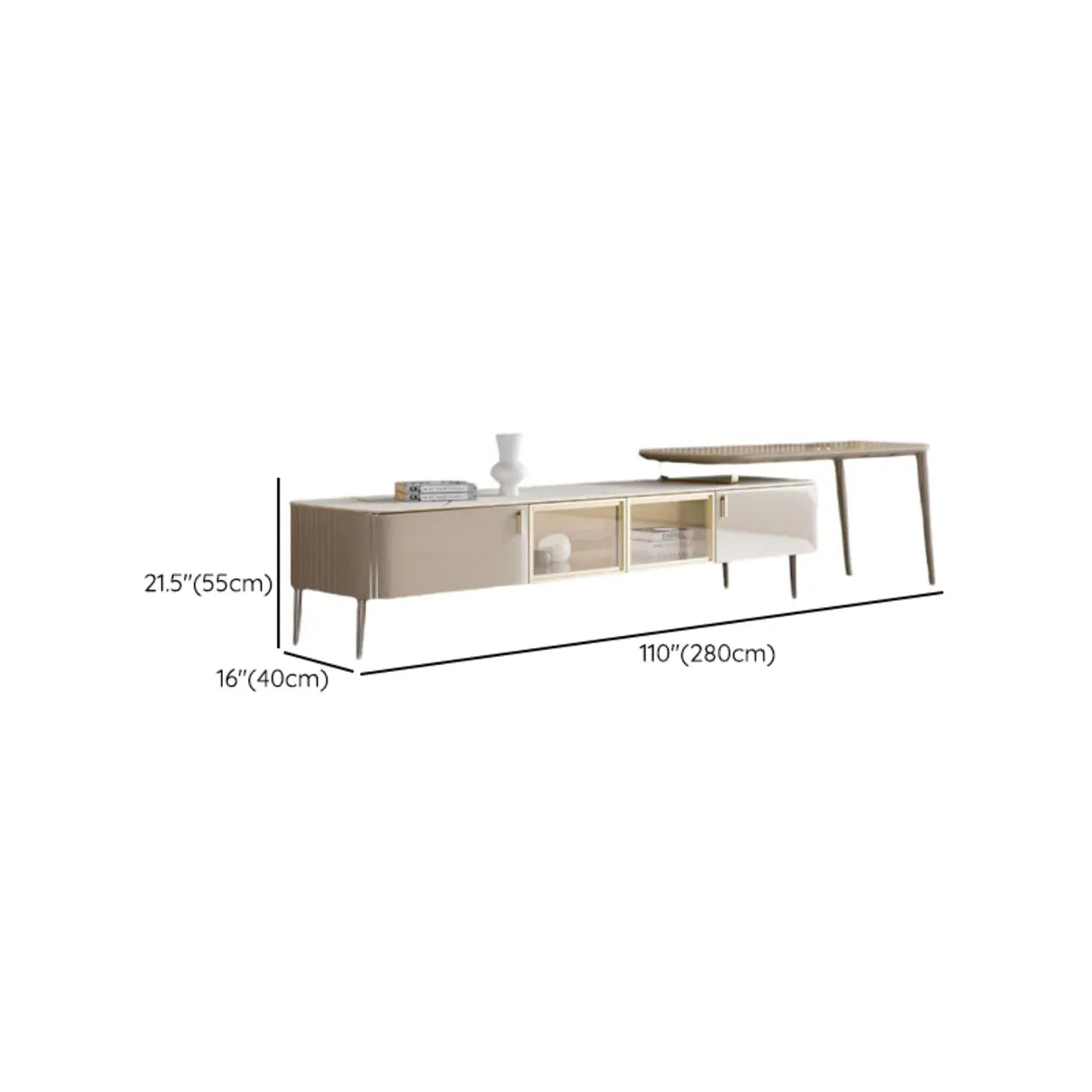 Modern Khaki Marble TV Stand with Cabinet Storage #size