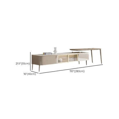 Modern Khaki Marble TV Stand with Cabinet