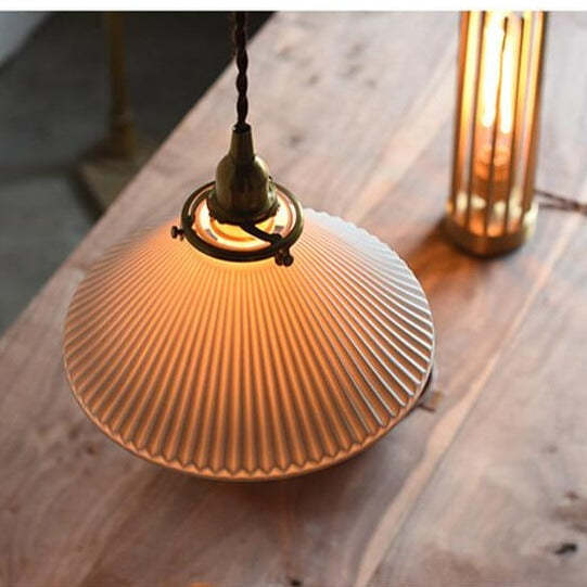 Textured Ceramic Shell Adjustable Dome Pendant