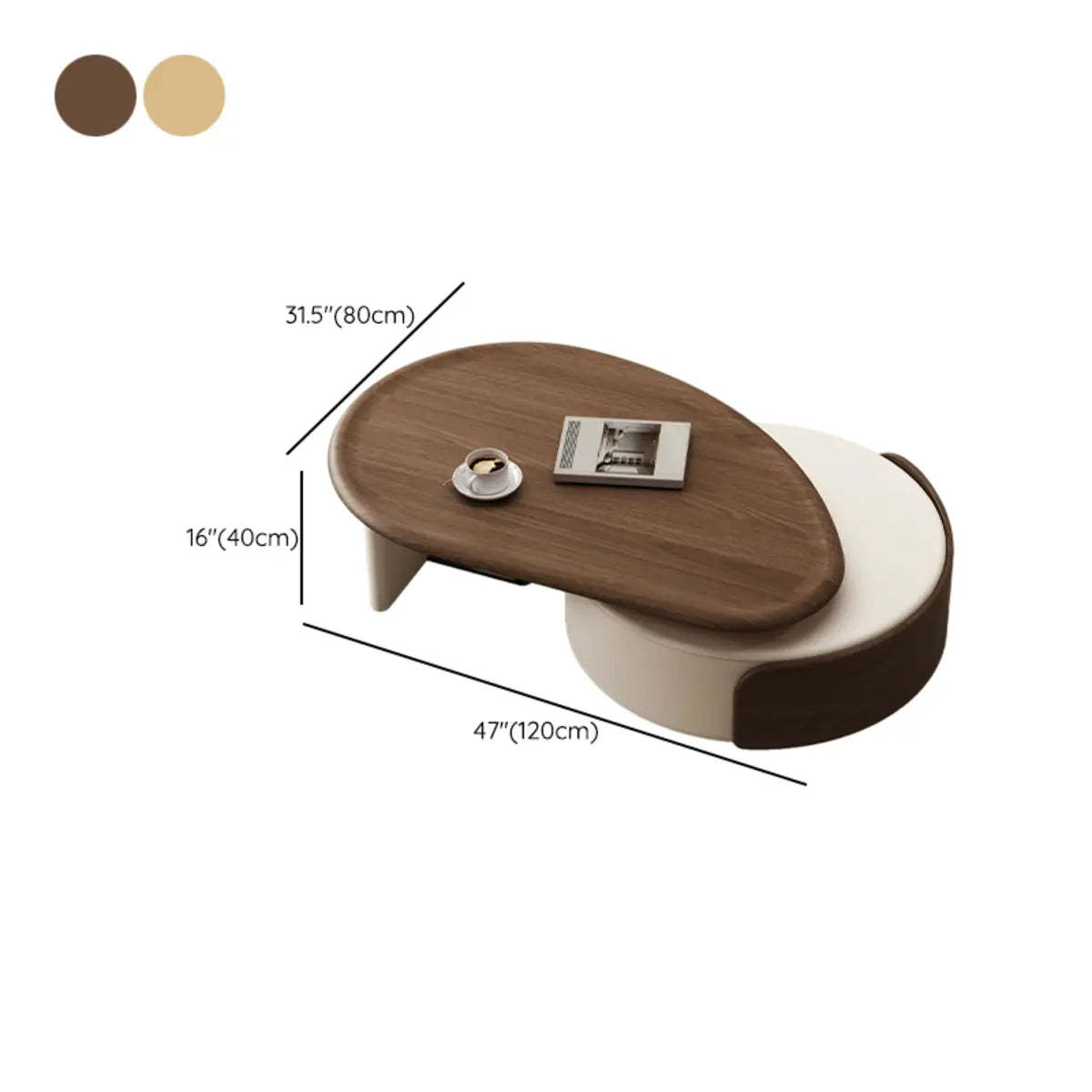 Brown Wood Free Form Tray Top Storage Coffee Table