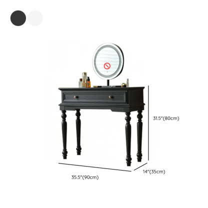 Rectangular Wood Black Makeup Vanity Set with Mirror