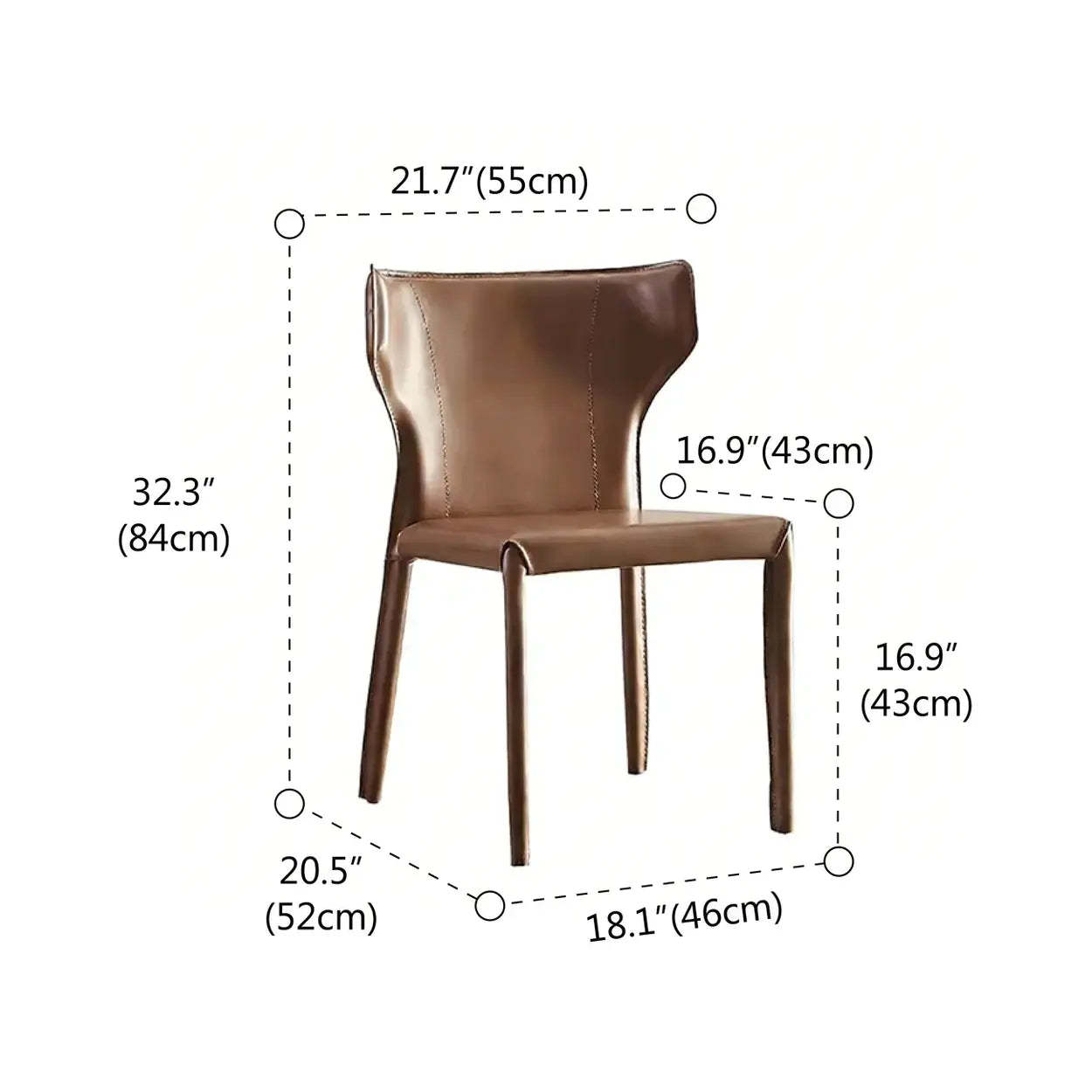 Mid-Century Saddle Leather Armless Dining Chair