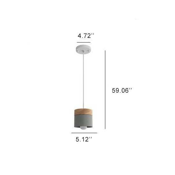 Modern Macaron Cylinder Wooden Top Pendant Light