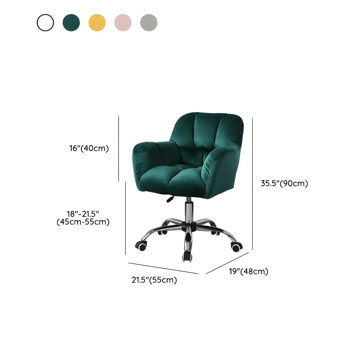 Ergonomic Pink Velvet Armless Office Chair