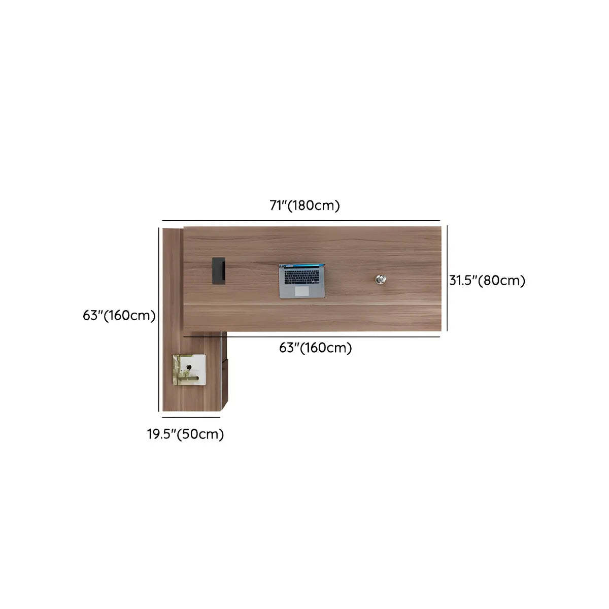 Wood L-Shape Computer Desk with Drawers Shelf and Cabinet