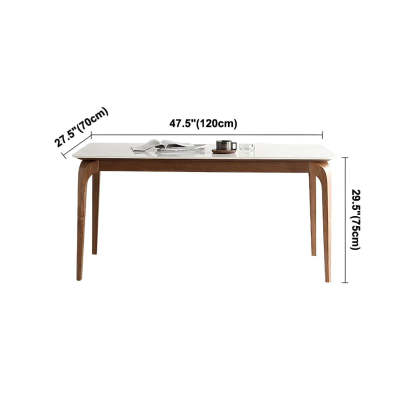 Mid-Century Rectangular White Stone Dining Table