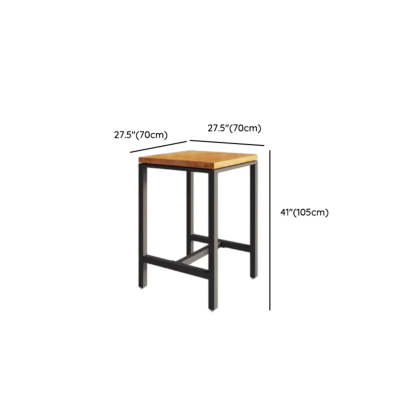 Industrial Square Bar Height Cafe Table with Footrest — Table Only