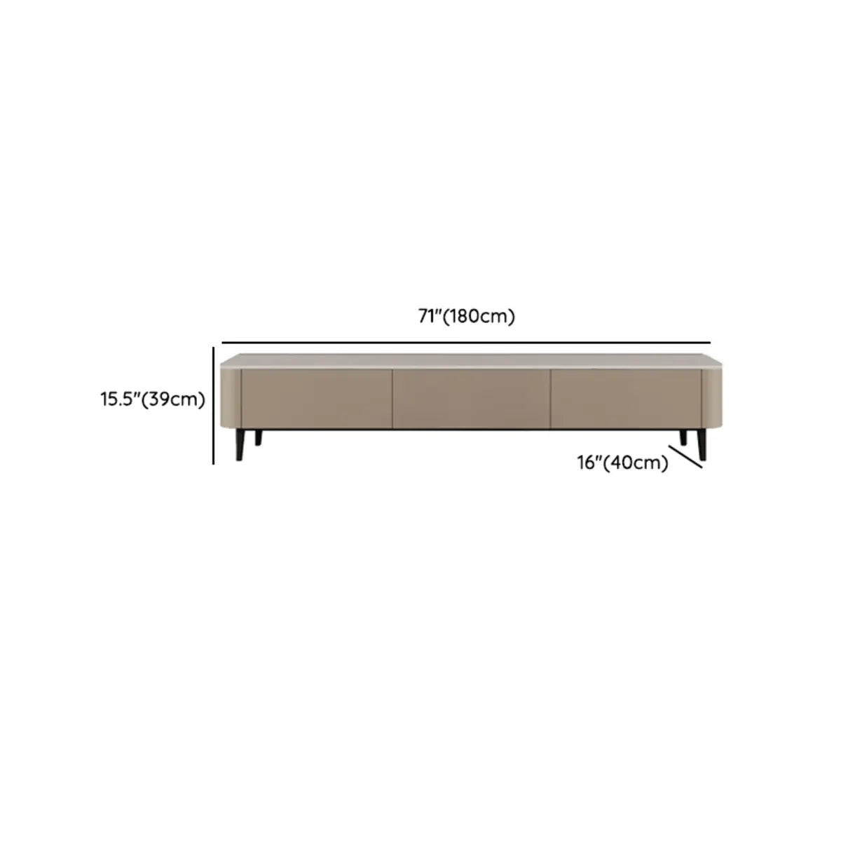Contemporary Khaki Stone Long TV Stand with Drawers #size