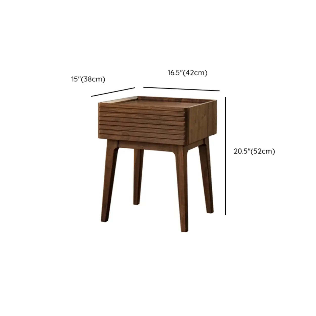Mid-Century Walnut Wood Nightstand with Drawer