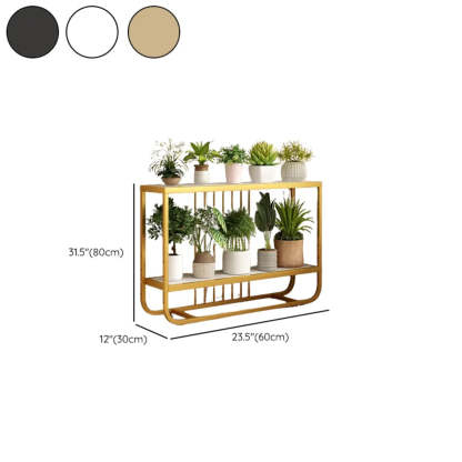 Trendy Black Rectangle Metal Rolling 2-Tier Plant Stand — White