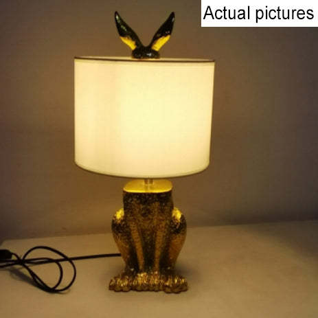 Modern Cylindrical Gold Rabbit Table Lamp