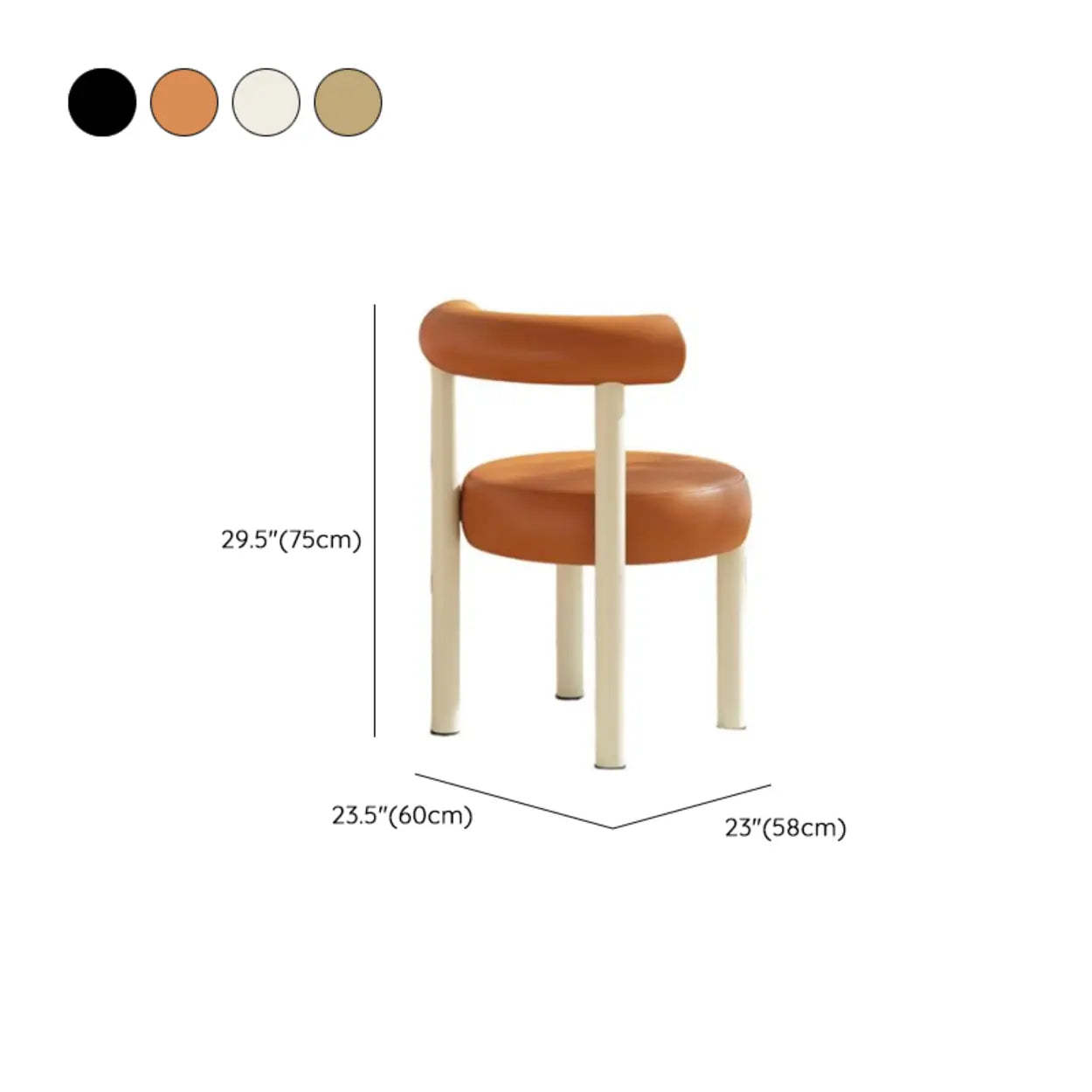 Off-White Round Curved-Back Vanity Stool