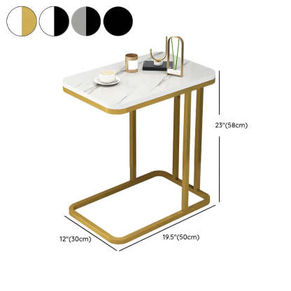 Black Metal Wood 2-Tier Rectangular Side Table