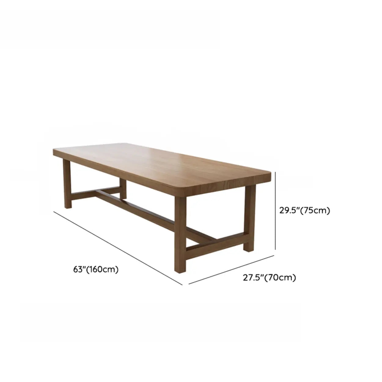 Brown Pine Wood Rectangle Trestle Study Desk for Eight #size