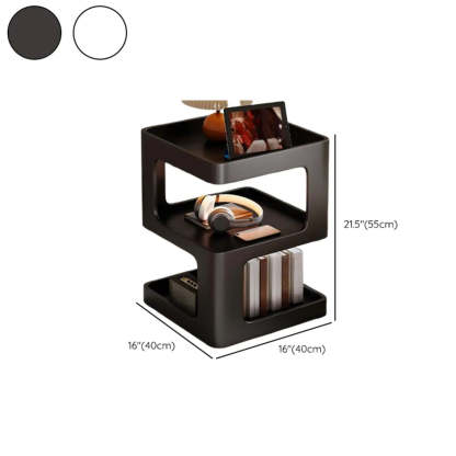 White Tray-Top Square End Table with Shelves