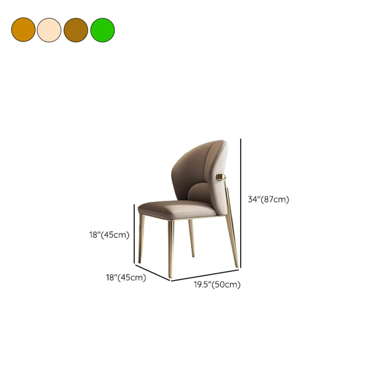 Modern Glam Faux Leather Upholstered Back Armless Dining Chair #size