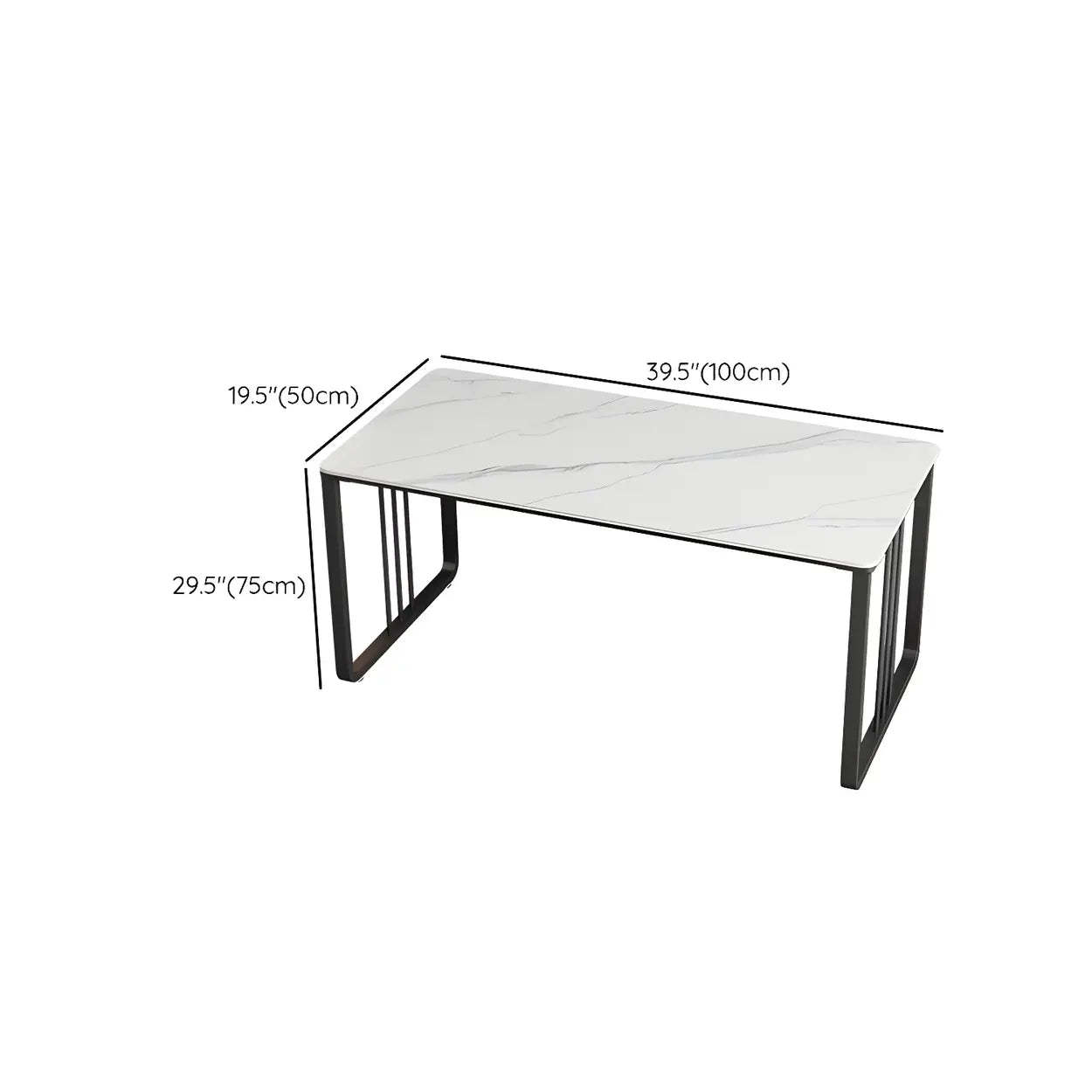 Contemporary Gray Stone Sled Writing Desk — White / Table Only
