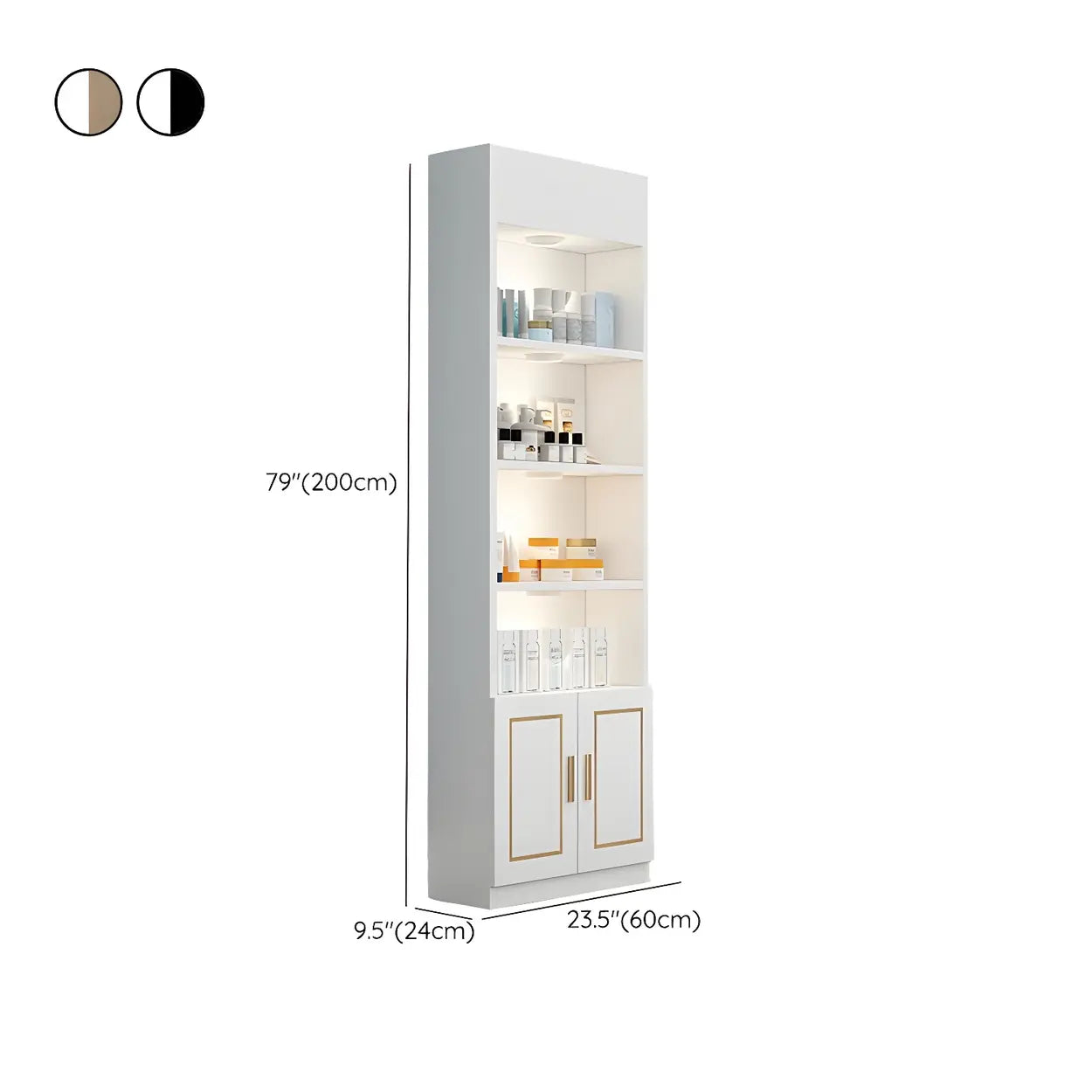 Modern White Rectangular Wood Open Display Cabinet