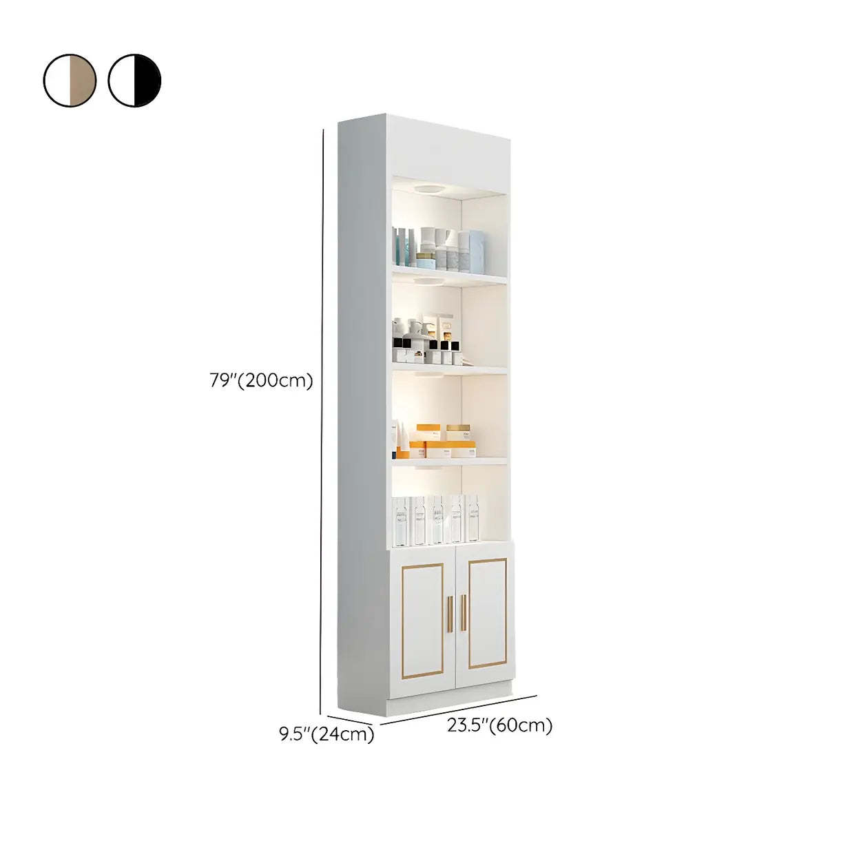 Modern White Rectangular Wood Open Display Cabinet