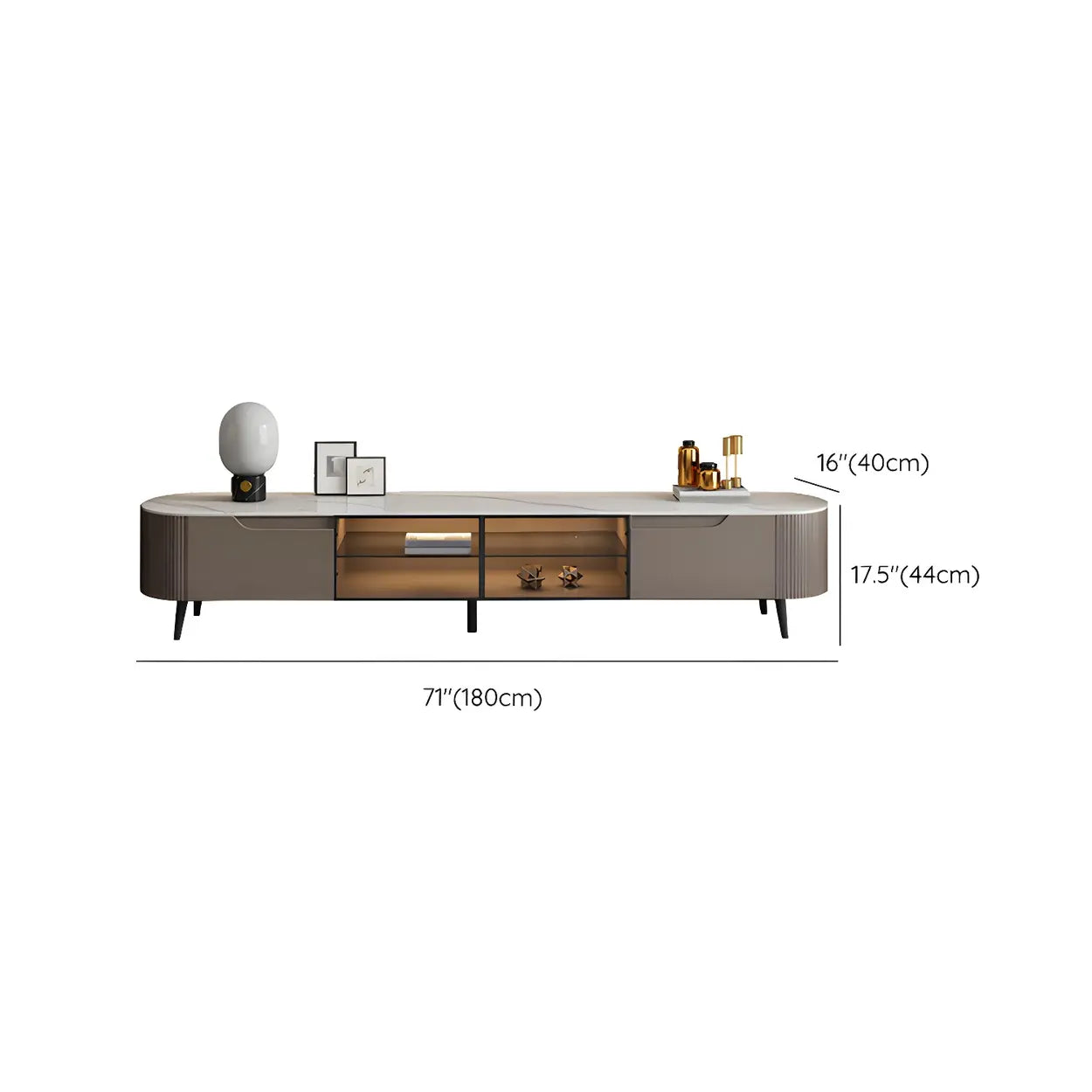 Modern Gray Stone Drawer Shelf Long TV Stand