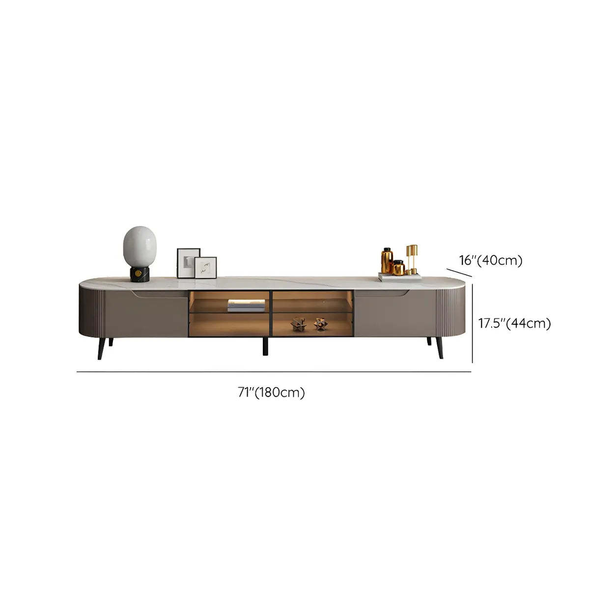 Modern Gray Stone Drawer Shelf Long TV Stand