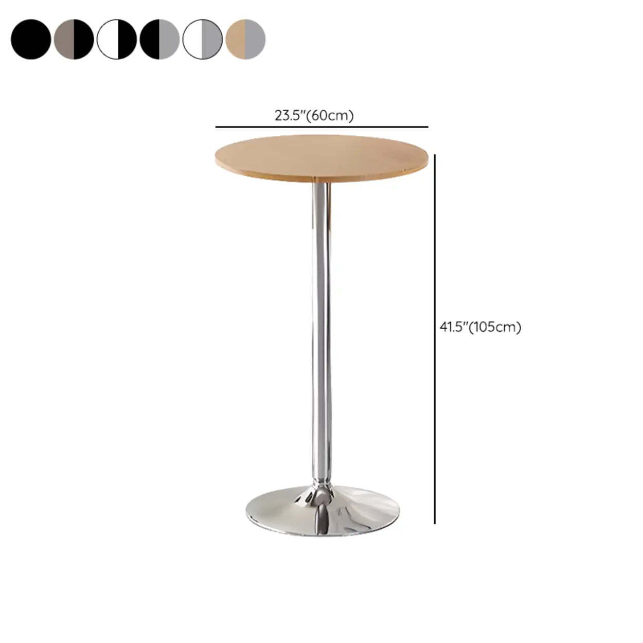 Minimalist Small Round Pine Wood Bar Table