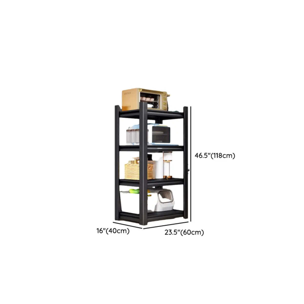 Black Metal Standard Width Baker's Rack with Shelves