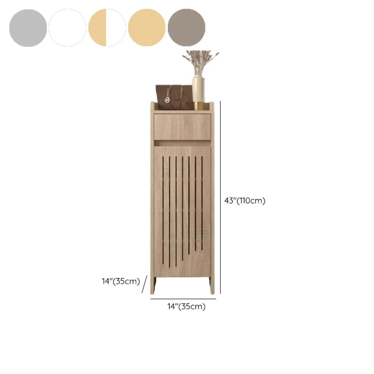 Modern Slim Beige Wood Hallway Shoe Cabinet