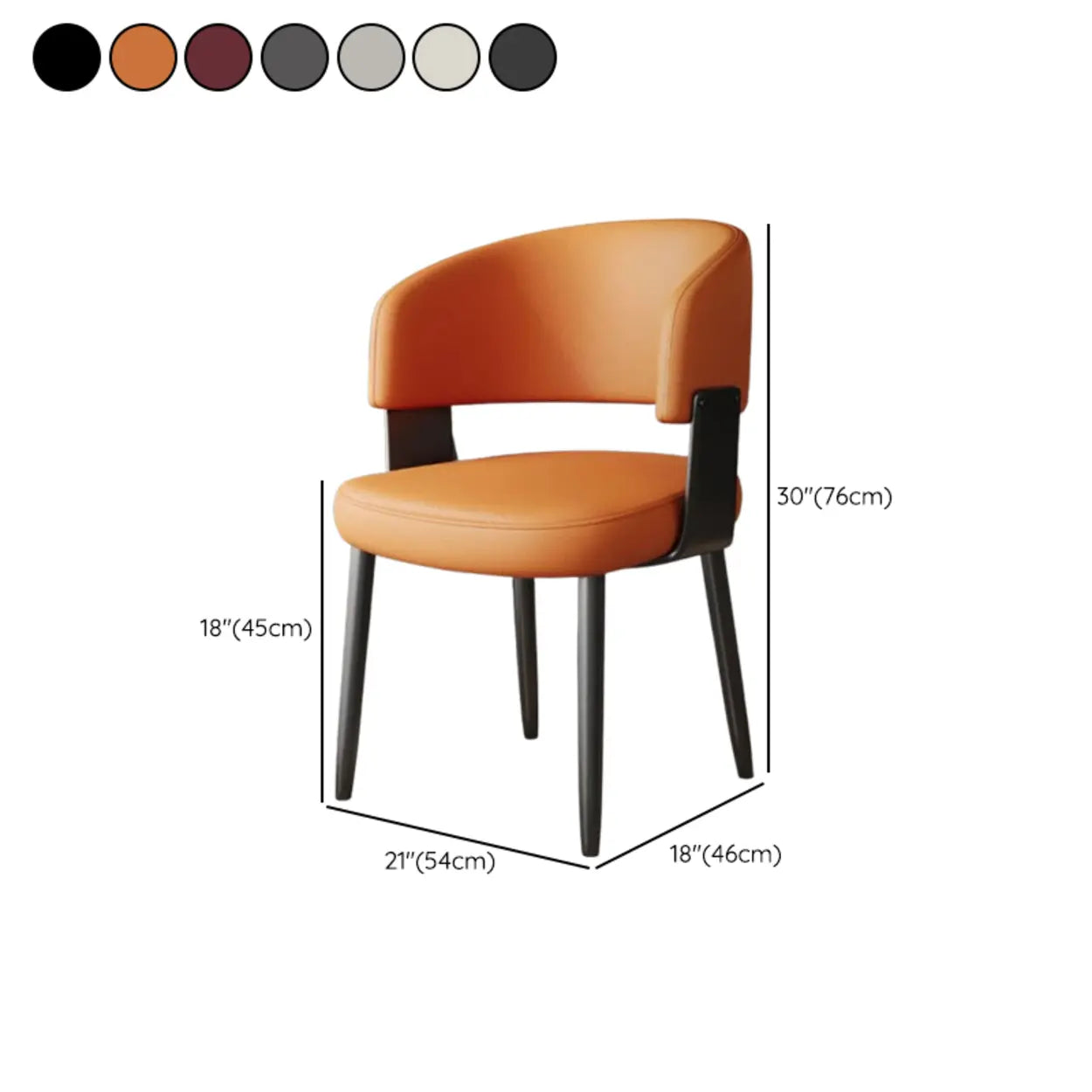 Modern Curved Back Dining Chair with Metal Legs