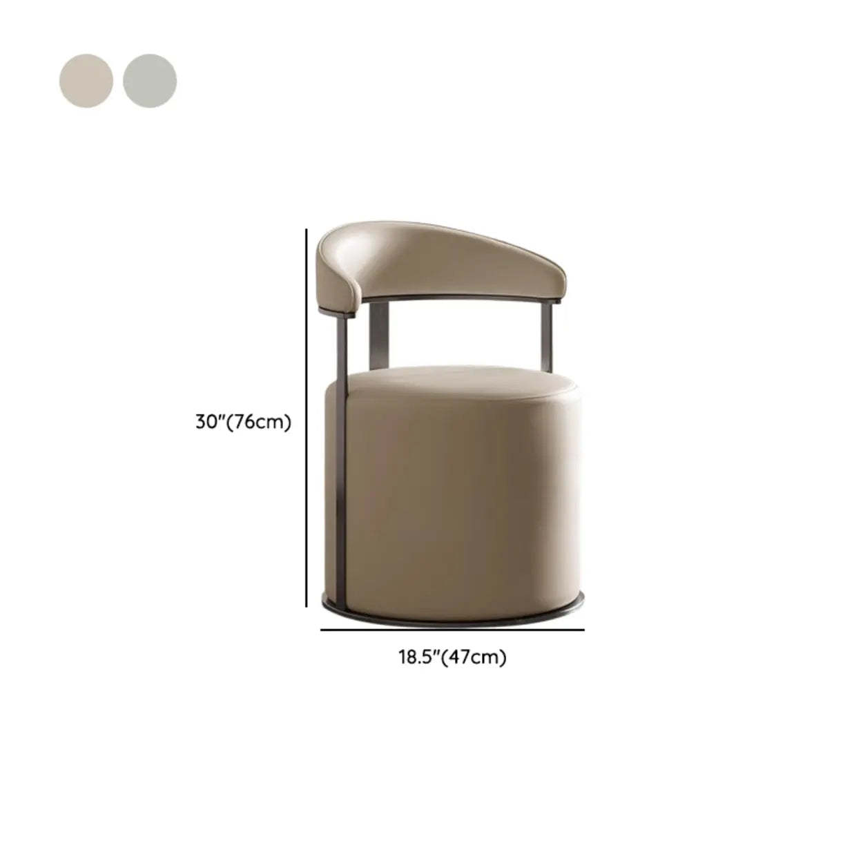 Nude Leather Curved-Back Round Dining Chair