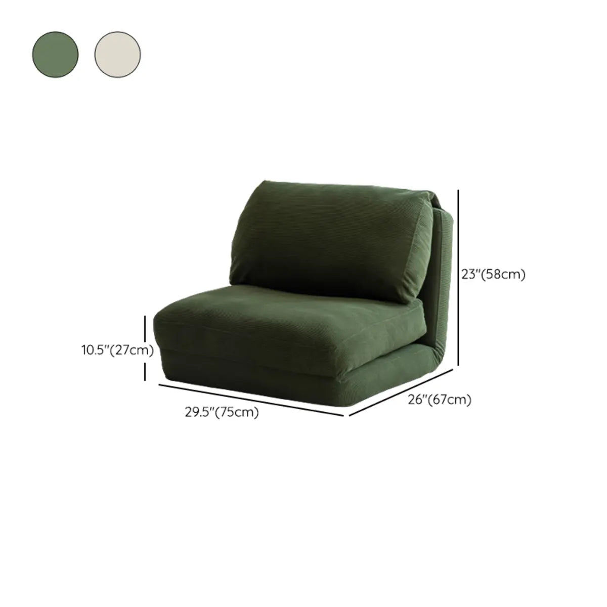 Beige Corduroy Reclining Convertible Chair