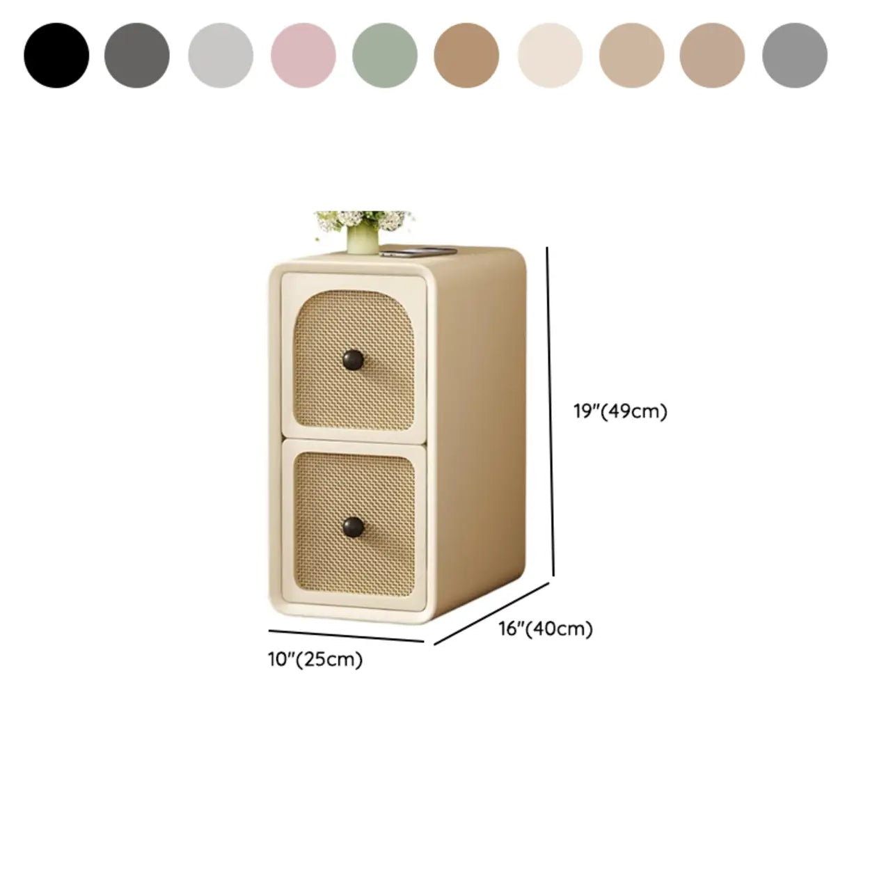 Scandinavian Cream Wood Small Nightstand — Medium Grey