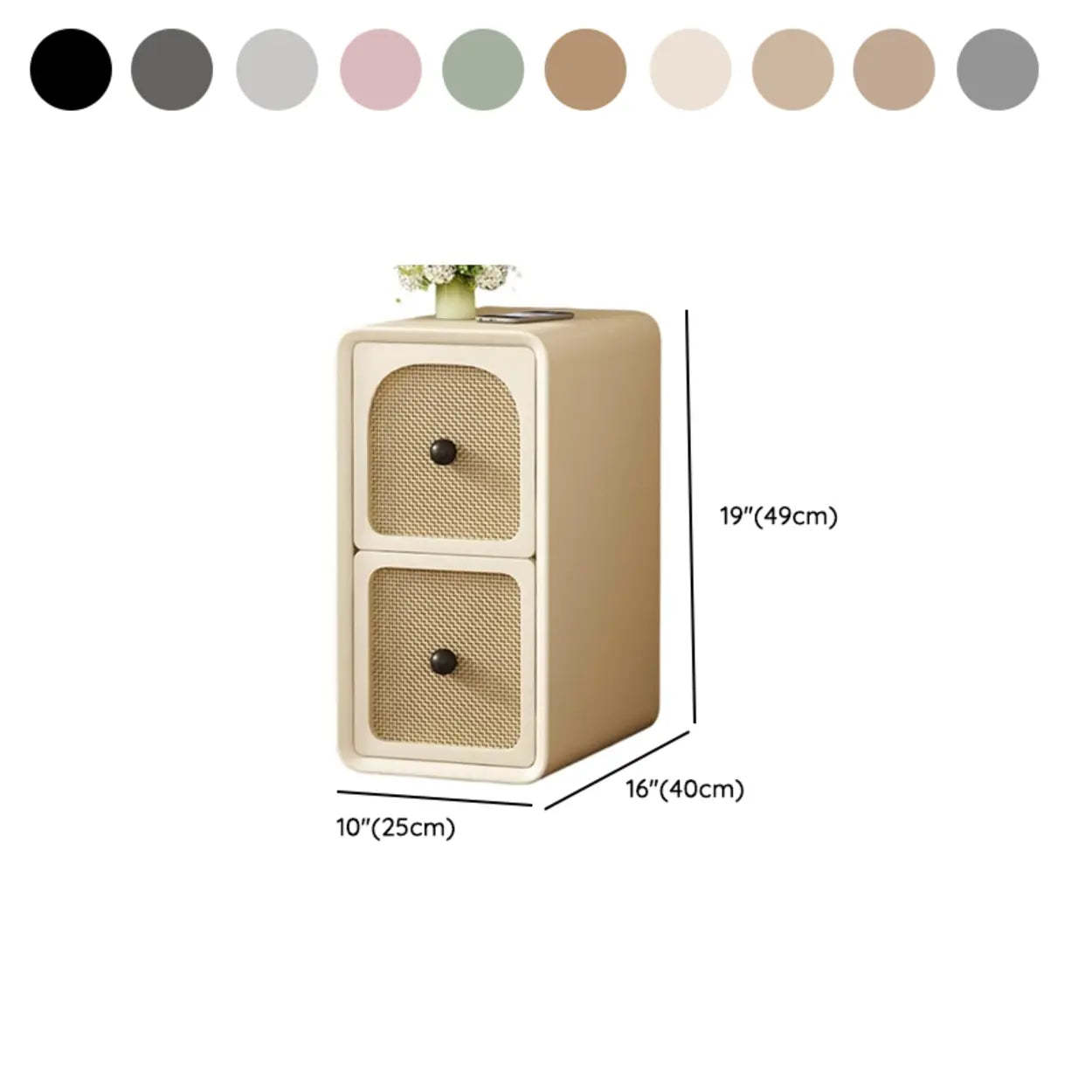 Scandinavian Cream Wood Small Nightstand — Medium Grey