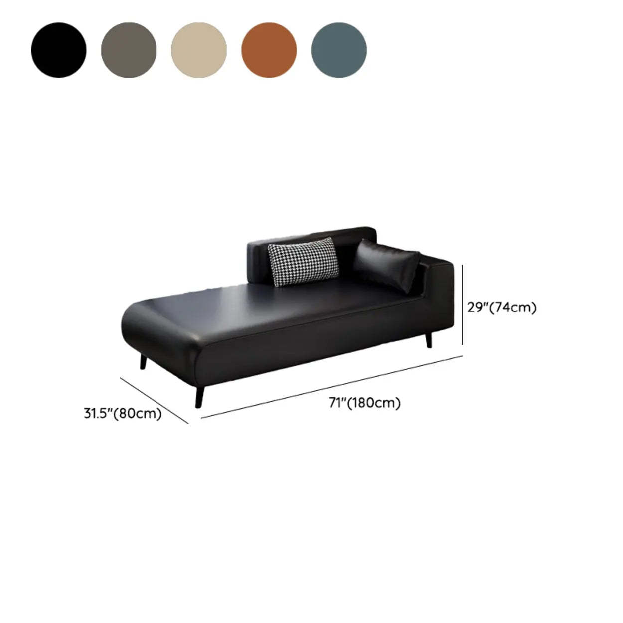 Brown Rectangular Leather Chaise Lounge