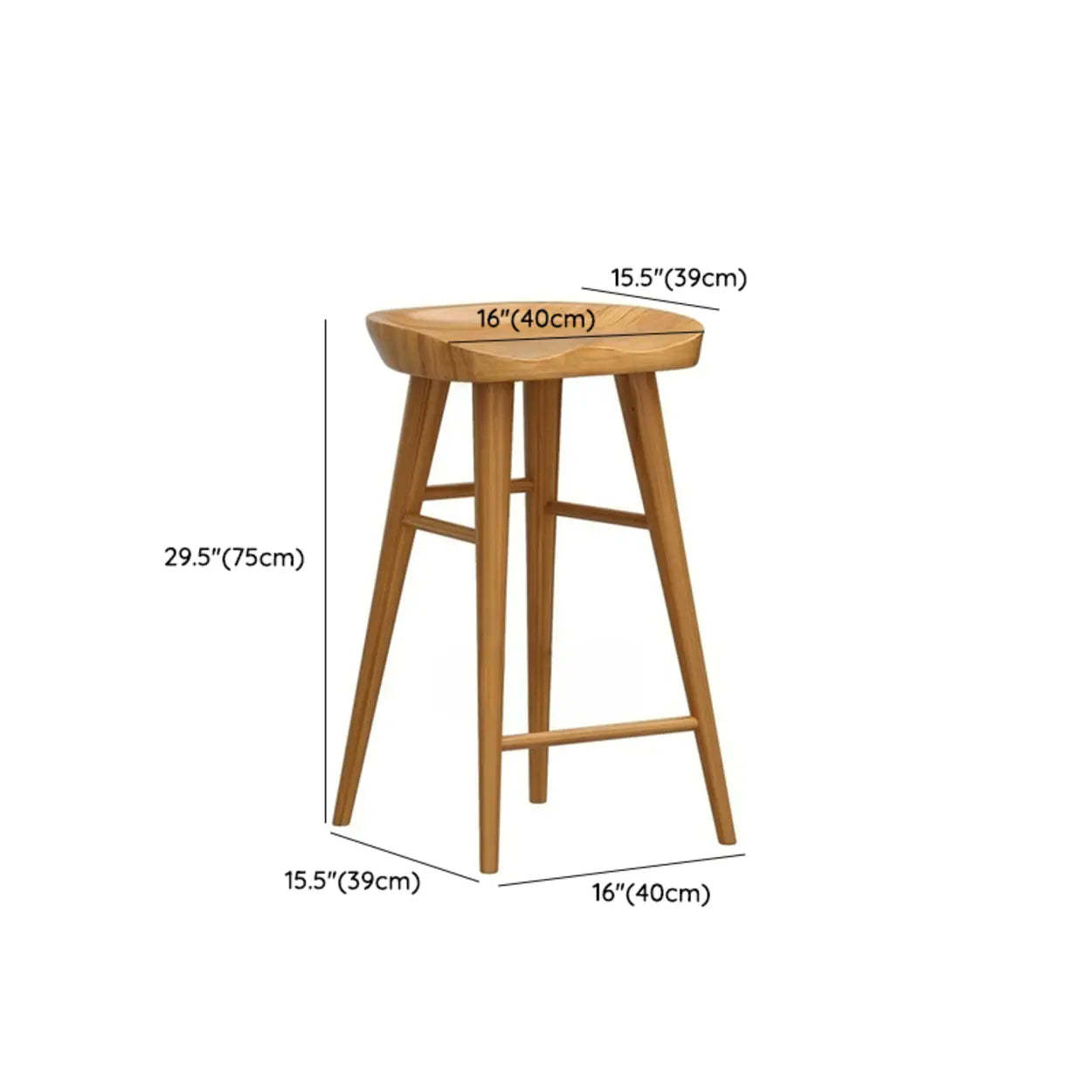 Natural Wood Saddle Backless Bar Stool