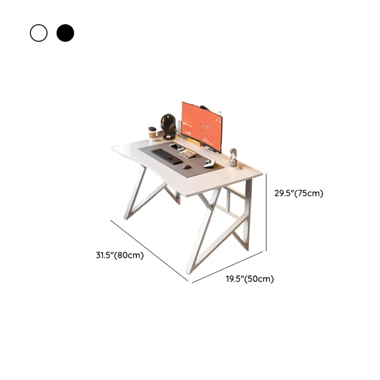 Black Ergonomic Curved Wood Gaming Desk