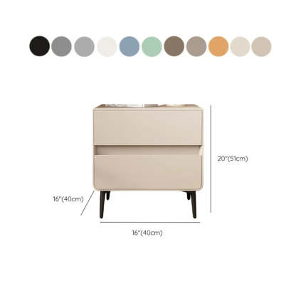 Minimalist White Nightstand with Drawers — Green