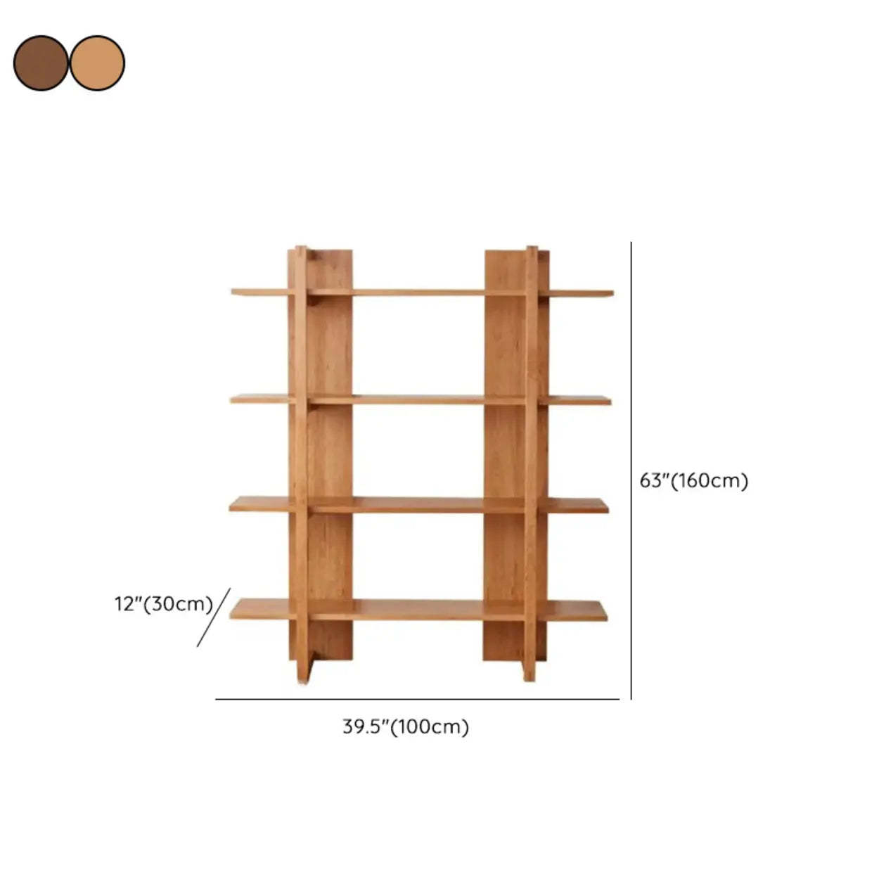 Open Vertical Wood Etagere Display Bookshelf