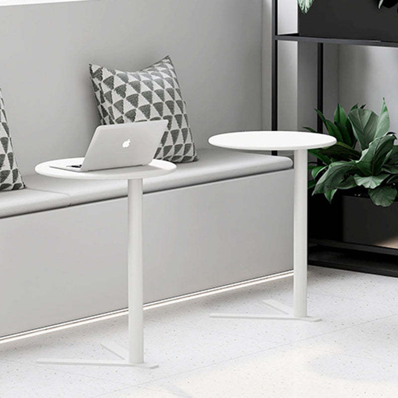 Scandinavian V-Base Iron End Table — Frosted White
