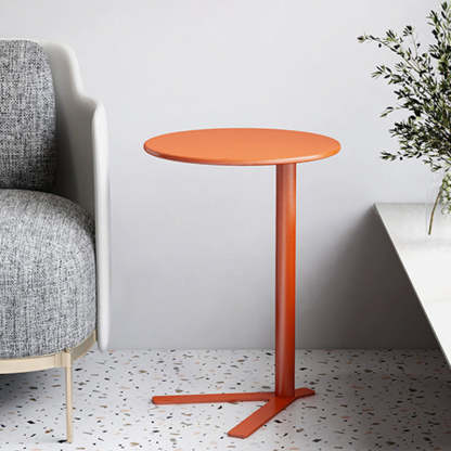 Scandinavian V-Base Iron End Table — Highlight White